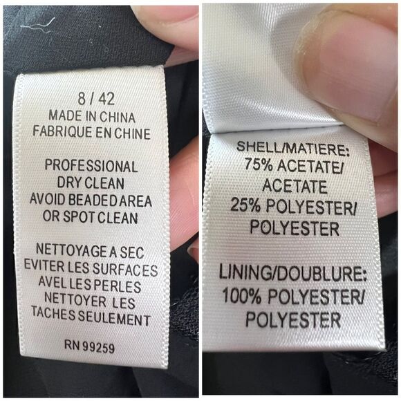 Vera Wang Black Satin Sleeveless Sequin Neck Keyhole Back Evening Maxi Gown 8 - Picture 16 of 16